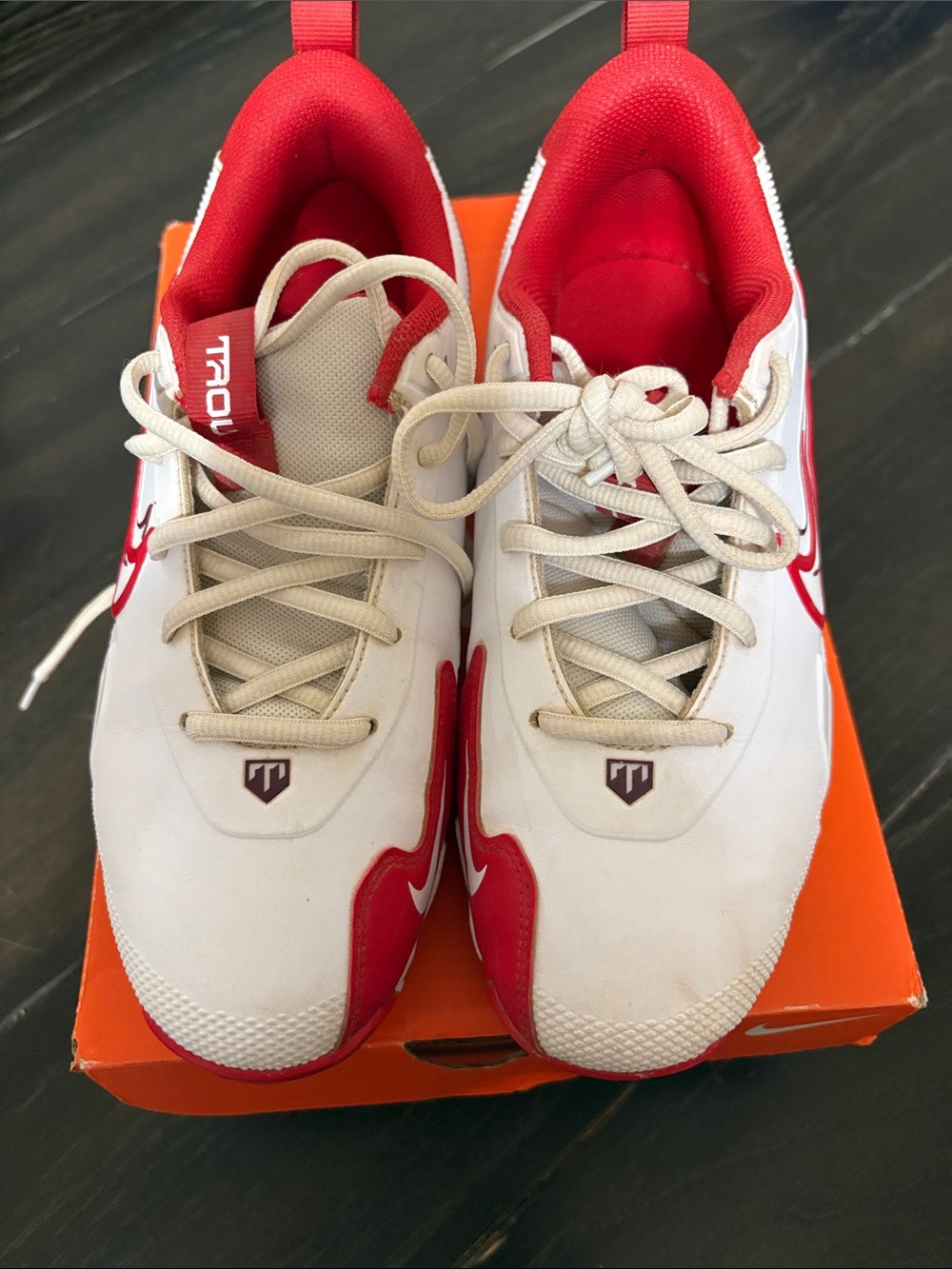 Nike White and Red Athletic Trainers